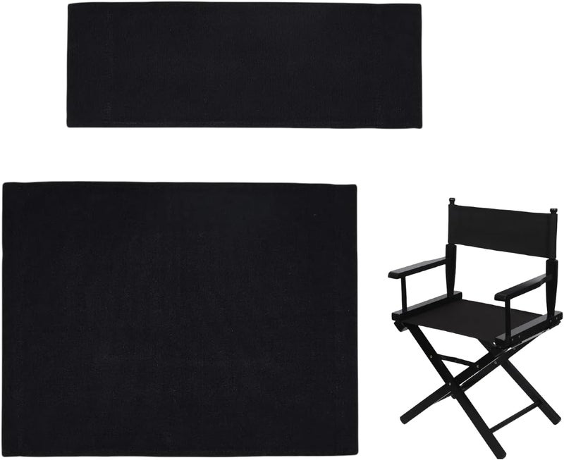wonofa 1 Set Director Chair Canvas Replacement with Wood Stick,18.9''L X 15''W Portable Replacement Cover Canvas for Directors Chair (Black) - Image 1